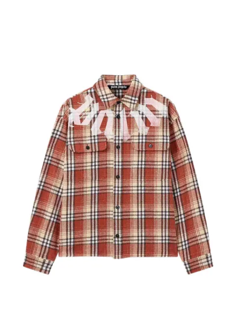 Palm Angels logo-print checked shirt jacket