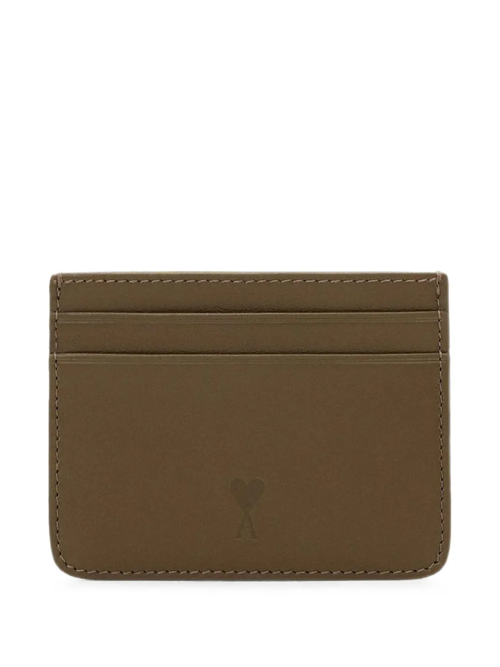 Ami Alexandre Mattiussi Brown Cowhide Leather Card Holder With Ami De Coeur