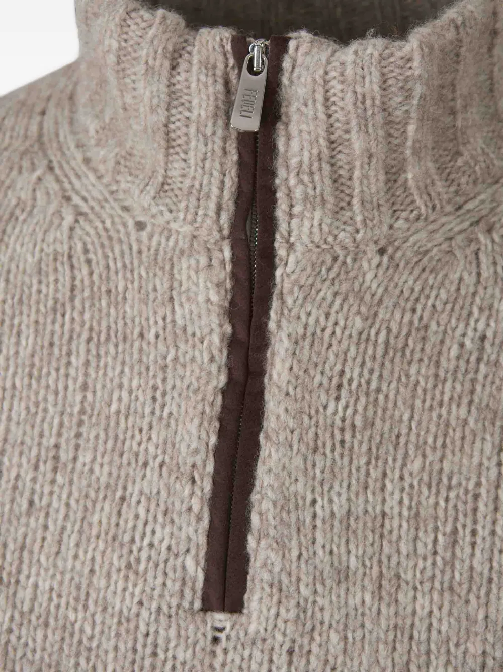 Fedeli Ribgebreide trui met rits Beige
