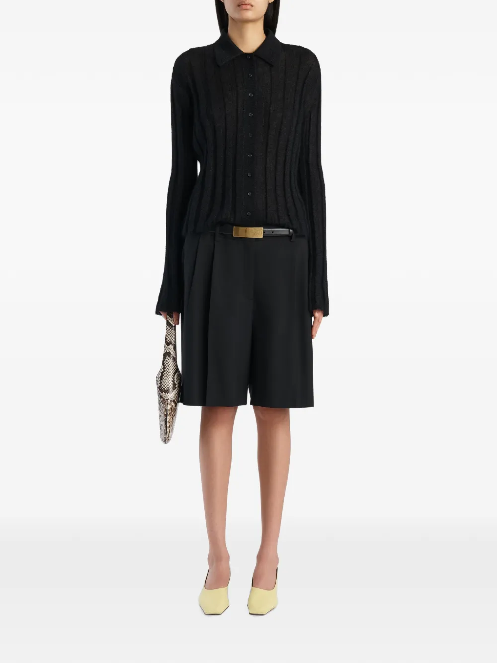 KHAITE Ribgebreid vest Zwart