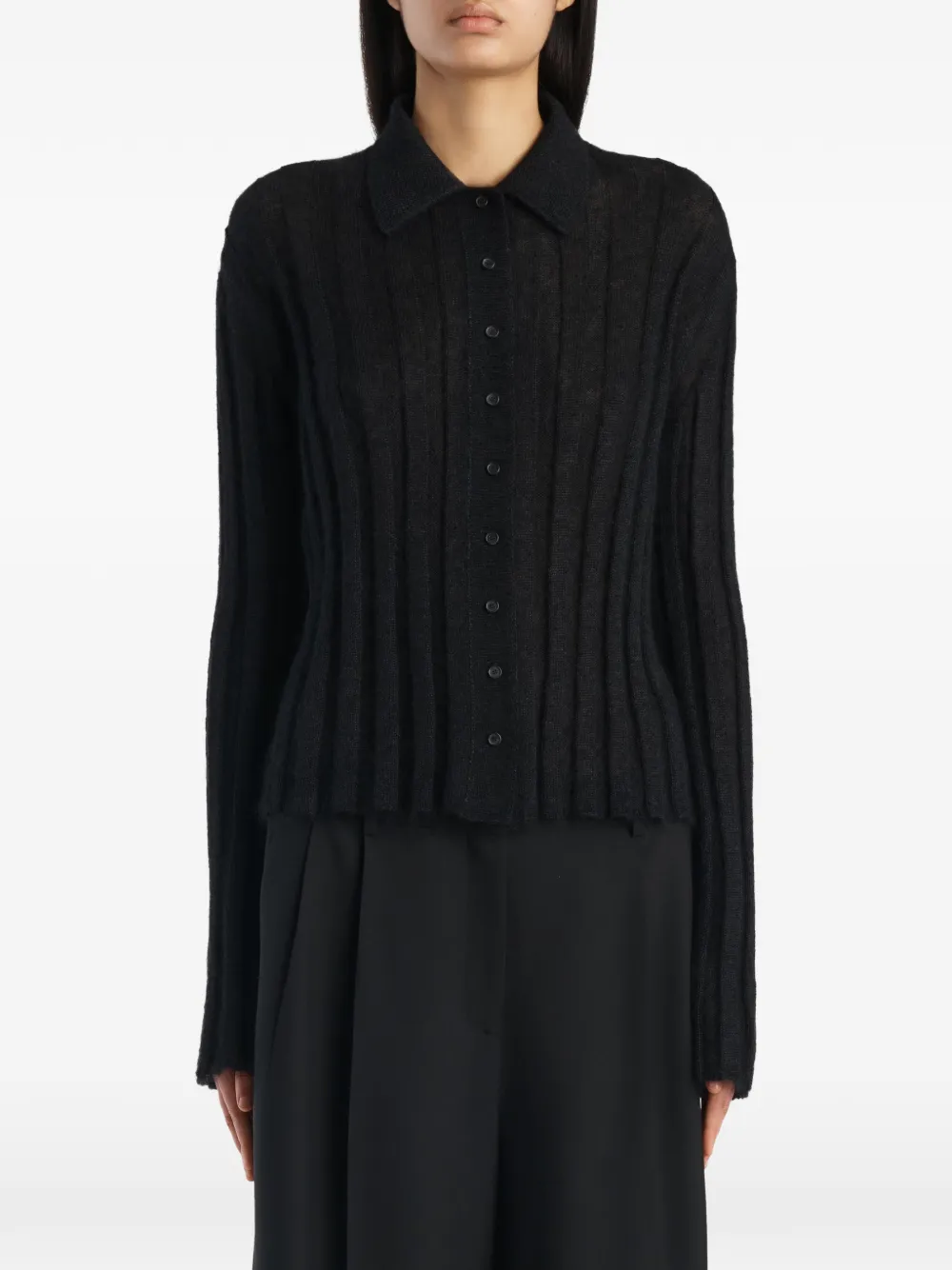 KHAITE Ribgebreid vest Zwart