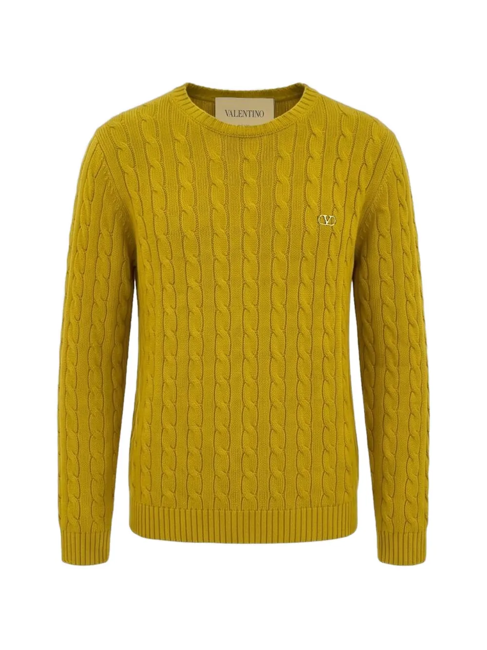 Valentino Garavani cashmere cable-knit pullover with VLogo - Giallo