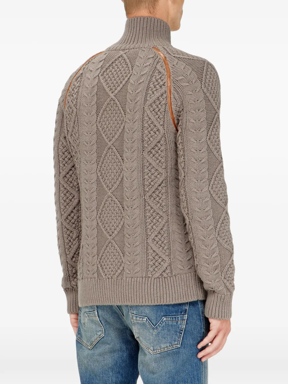 Diesel Kabelgebreid vest met rits Beige