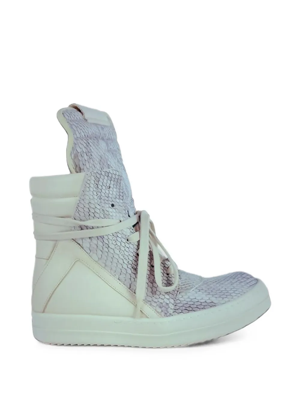 Rick Owens Geobasket python-skin sneakers - Toni neutri