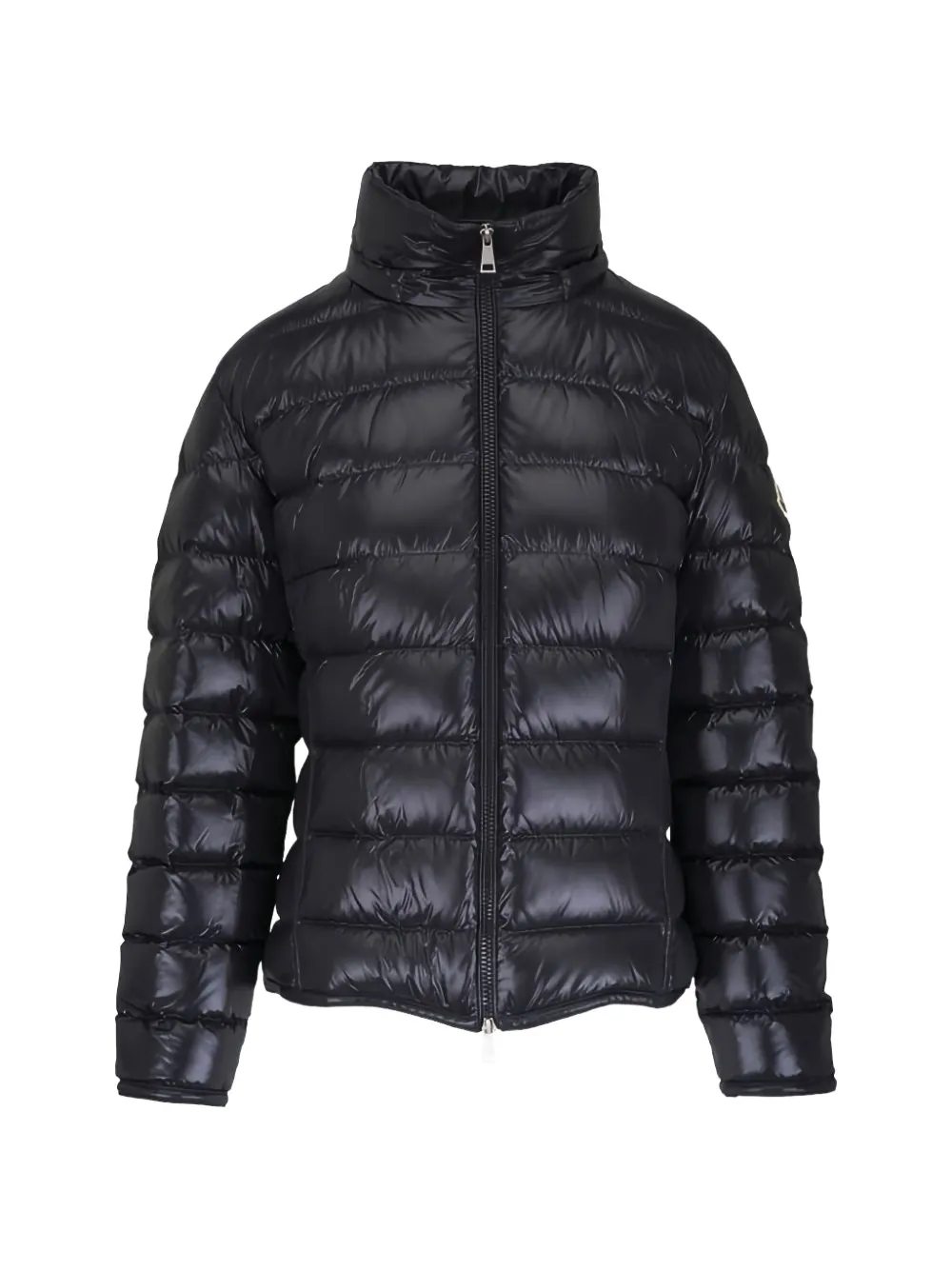 Moncler Badyeffe donsjack van imitatiebont met capuchon Zwart