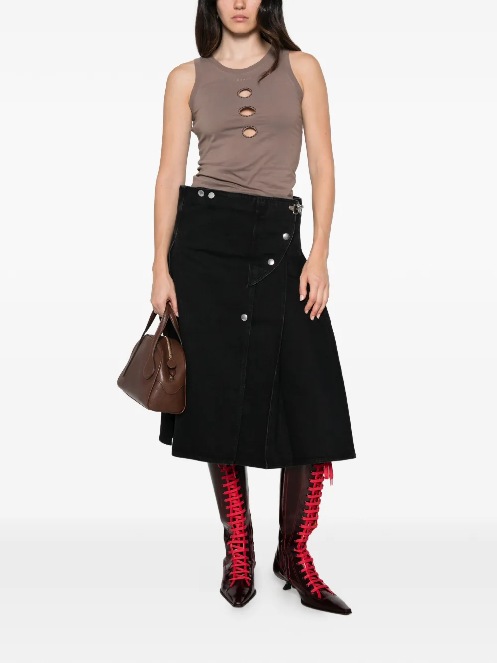 Marni Maxi-wikkelrok met plooien Zwart