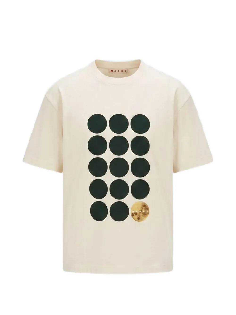 Marni white cotton T-shirt with planet-print - Toni neutri