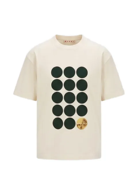 Marni playera de algodón blanco con planeta estampado