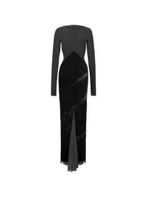 リックオウエンス シルクドレープワンピース ドレス 黒 40 絹100% Rick Owens（リック・オウエンス）ワンピース・ドレス - FARFETCH