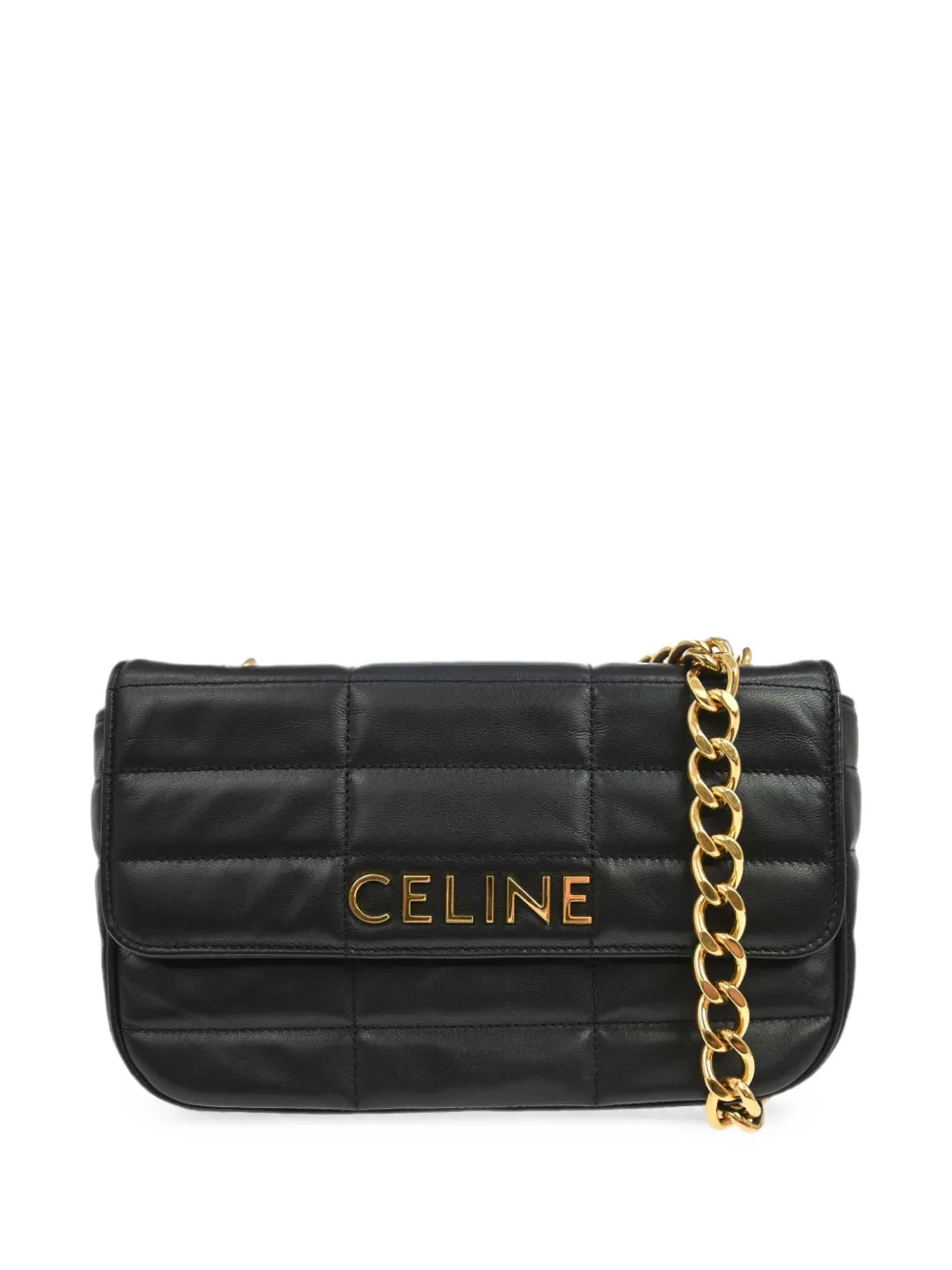 Celine Pre-Owned 1990-2000s quilted chain shoulder bag - Nero