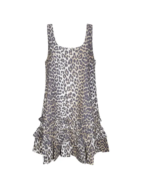 GANNI leopard-print ruffled mini dress