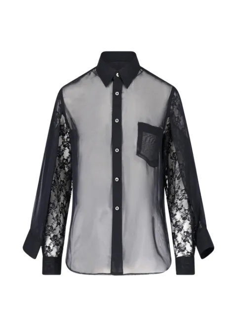 Comme Des Garçons lace-panelled sheer blouse