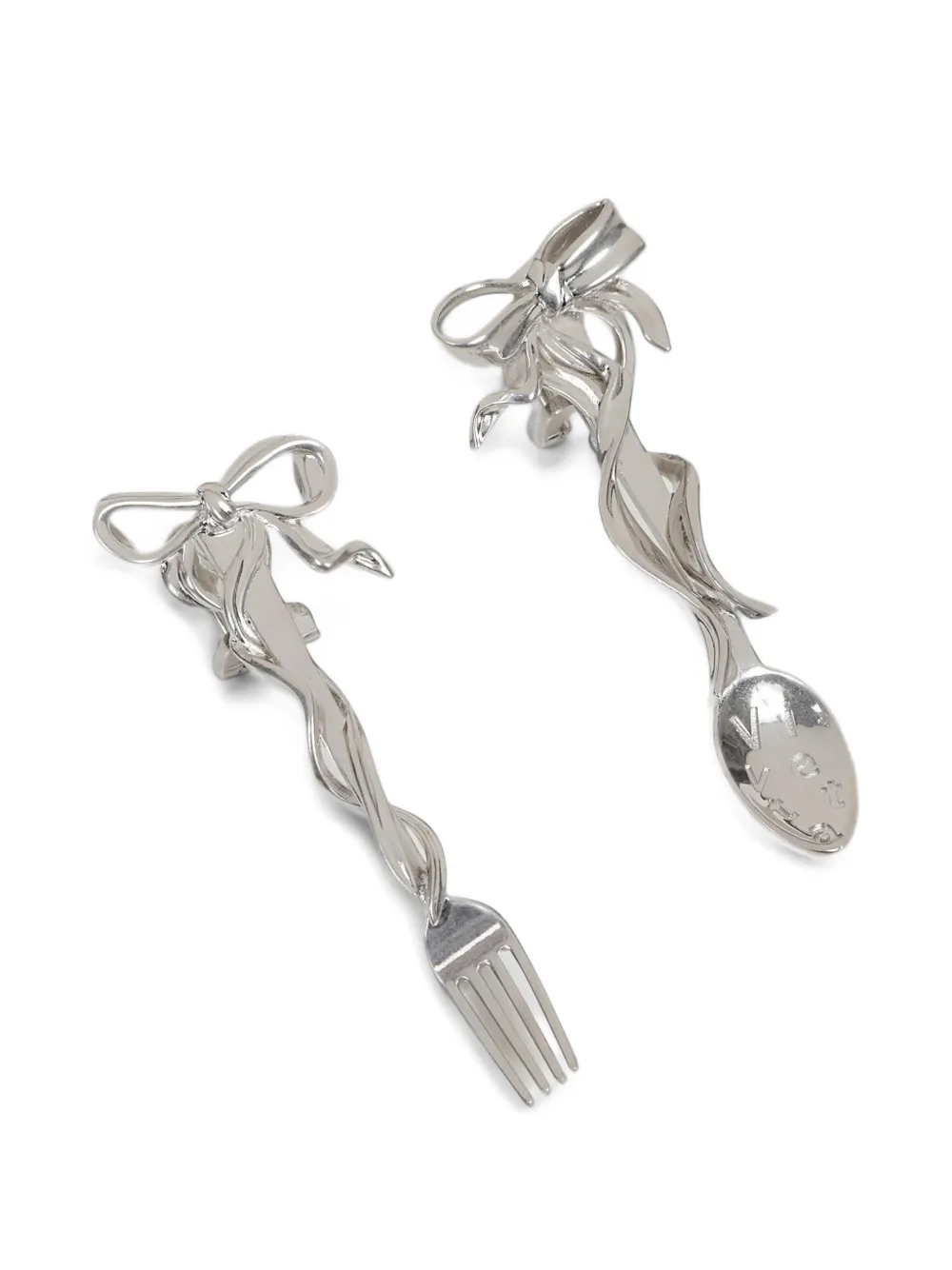 Vivetta bow-detail cutlery clip-on earrings - Argento