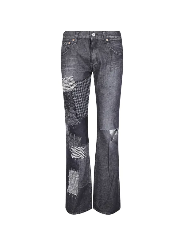 Junya Watanabe Patchwork Distressed Jeans in Grey