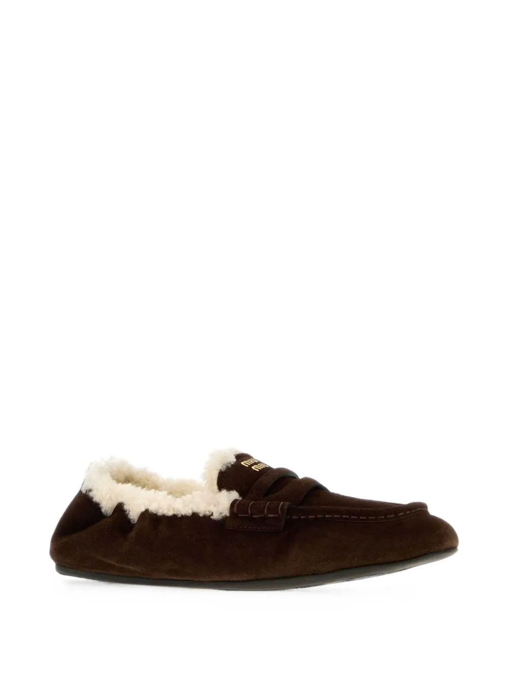 Miu Ruches suede loafers Bruin