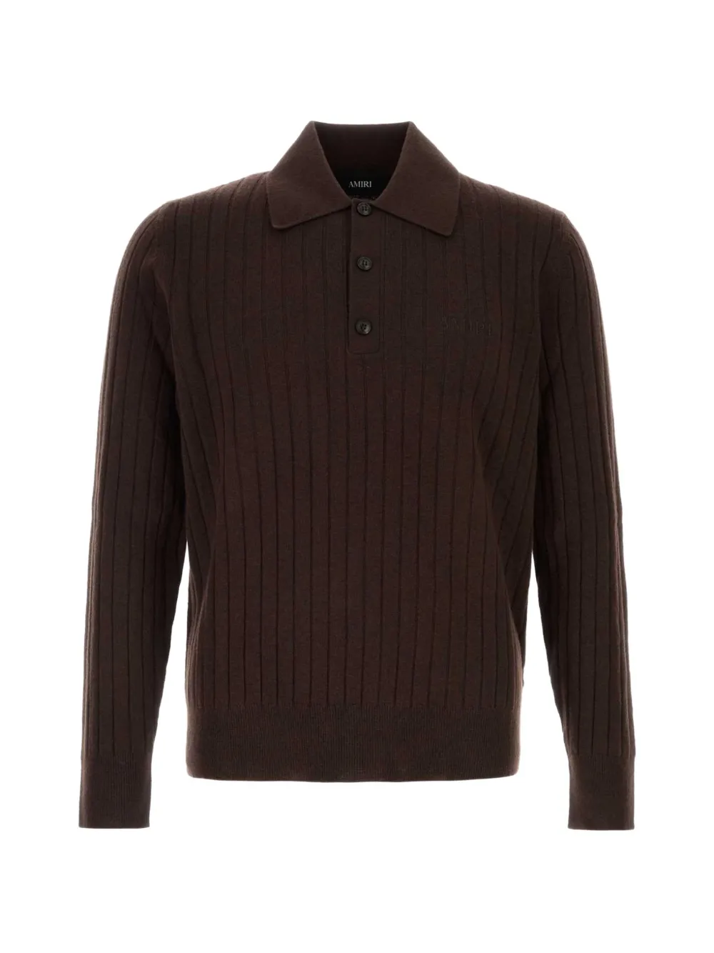 AMIRI ribbed-knit long-sleeve polo shirt - Marrone