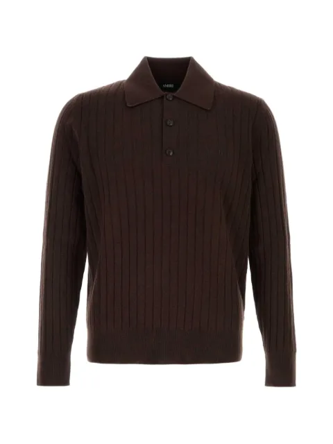 AMIRI ribbed-knit long-sleeve polo shirt