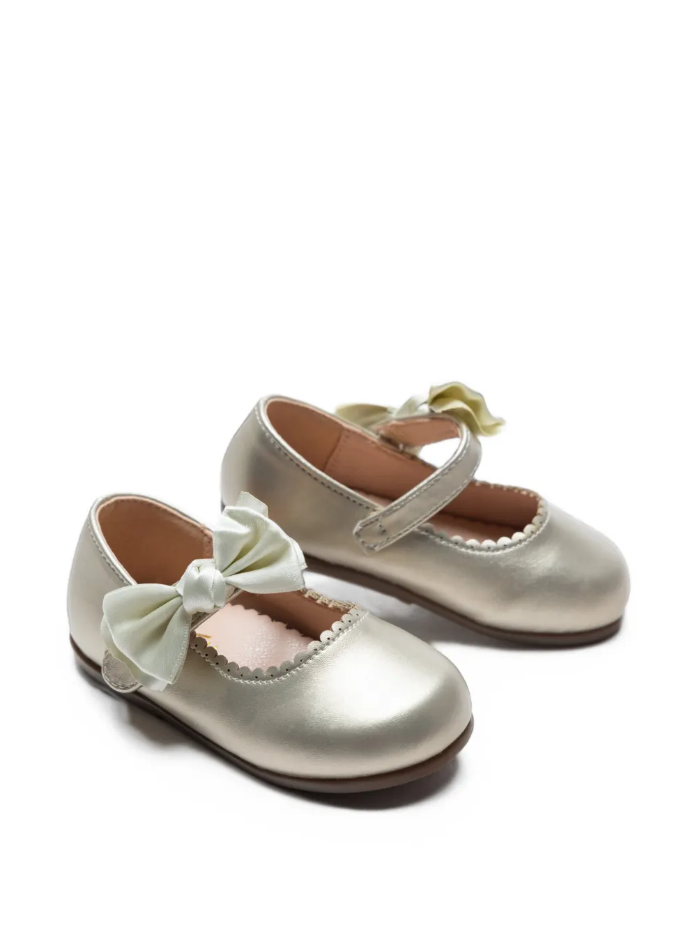 Tulleen Kids' Elodie Bow-detail Ballet Flats In Gold