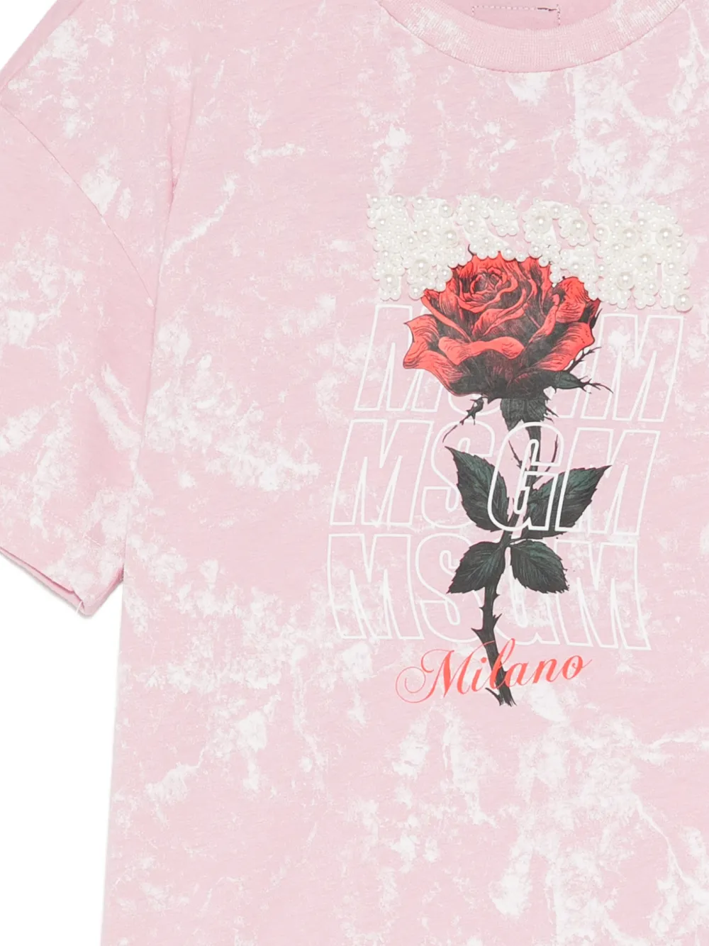 MSGM Kids T-shirt met borduurwerk en roosprint Roze