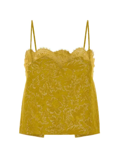 Saint Laurent lace-trim floral-jacquard top