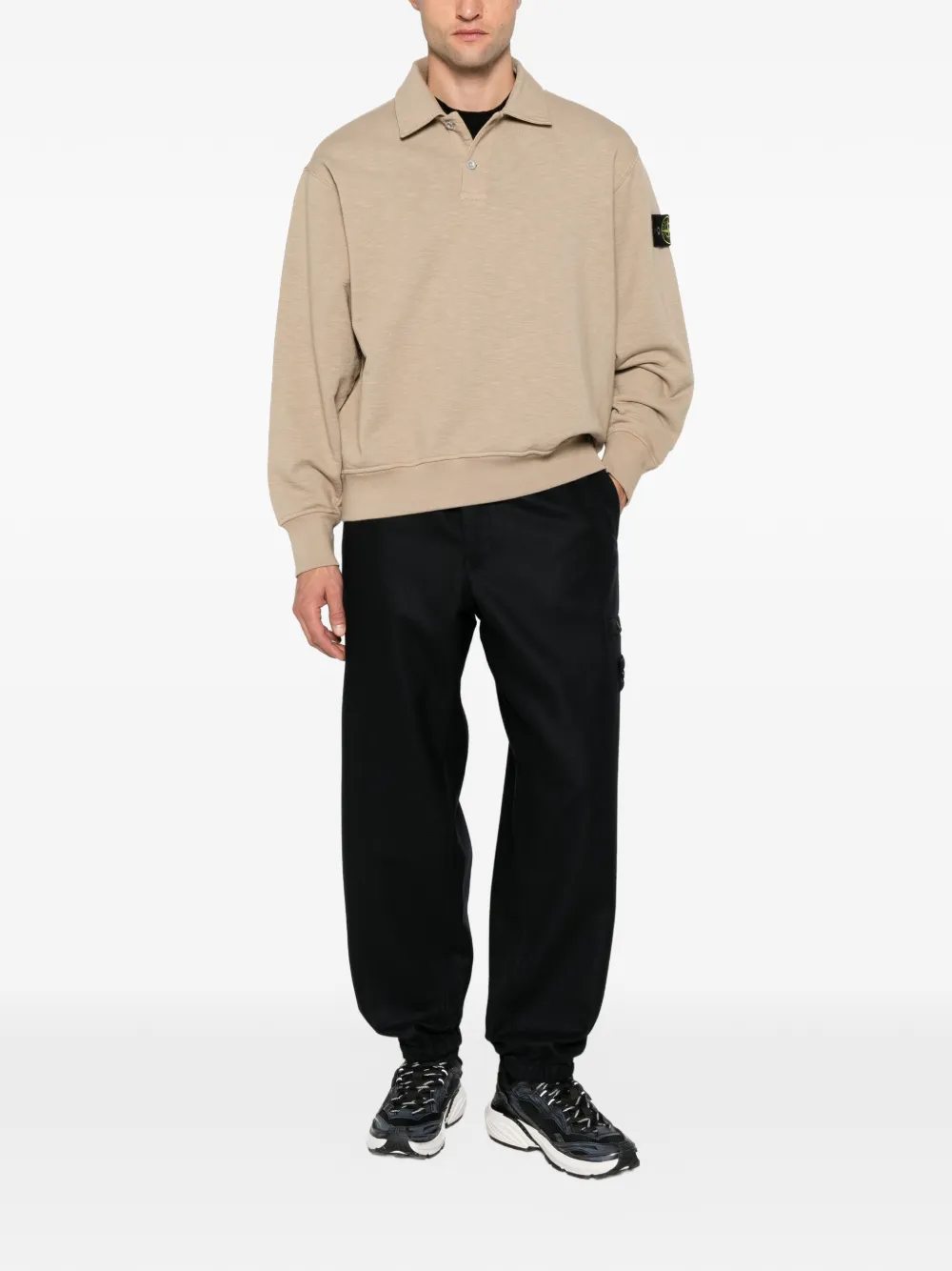 Stone Island Cargo broek met logopatch Zwart