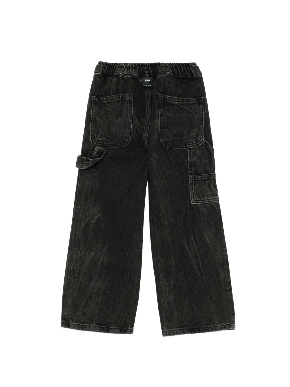 MSGM Kids faded-effect drawstring jeans Zwart