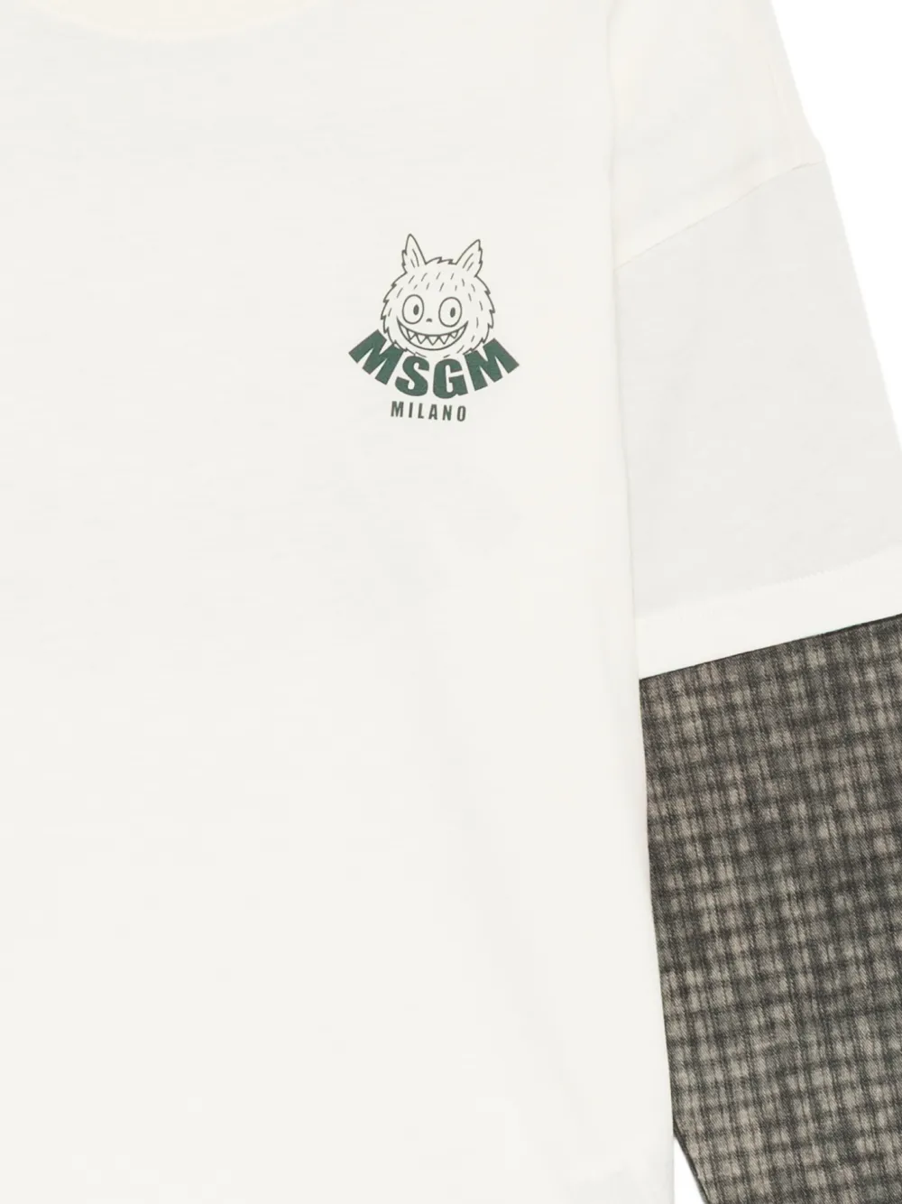 MSGM Kids Over T-shirt met geruite mouwen Beige