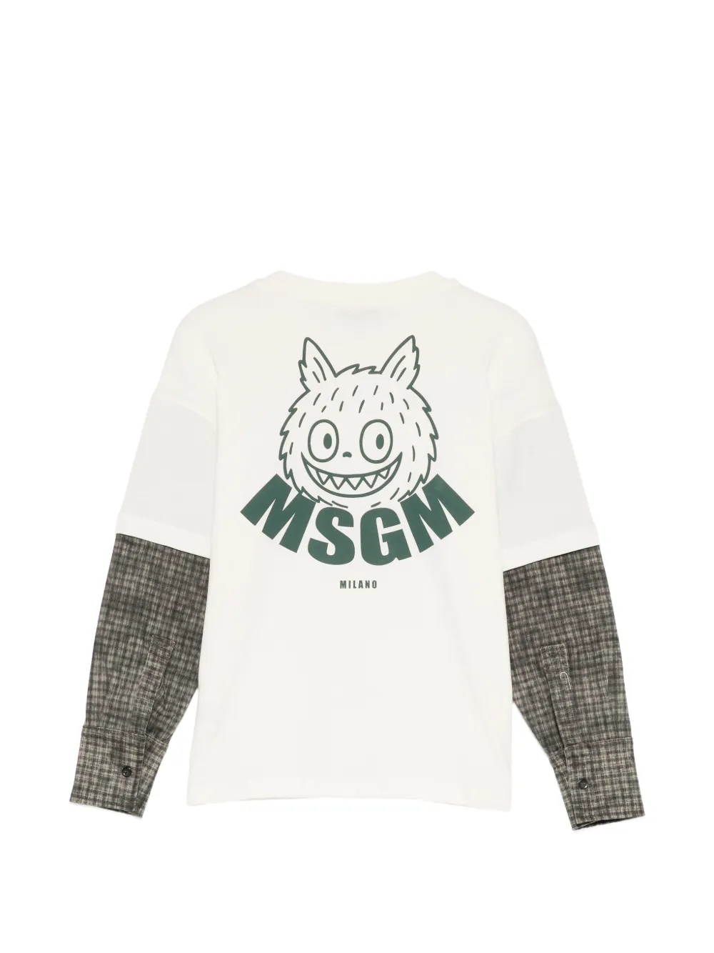 MSGM Kids Over T-shirt met geruite mouwen Beige