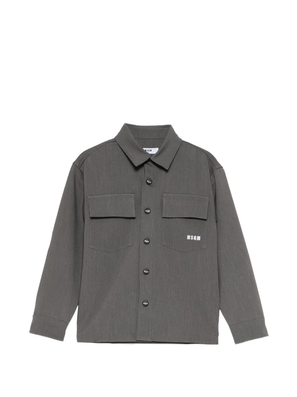MSGM Kids logo-print flap-pocket shirt - Gris MSGM Kids logo-print flap-pocket shirt - Gris