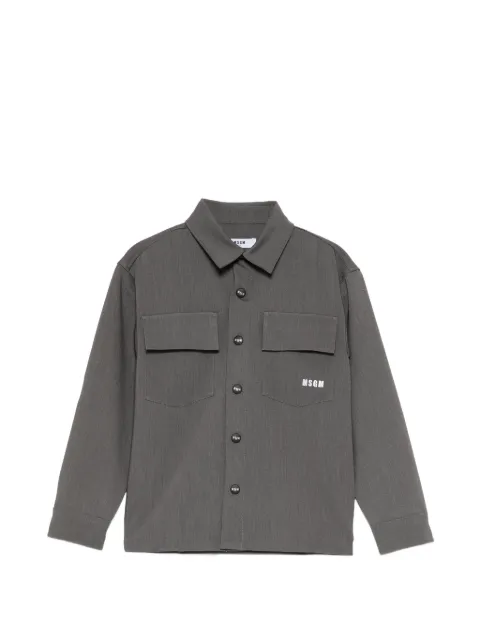 MSGM Kids logo-print flap-pocket shirt