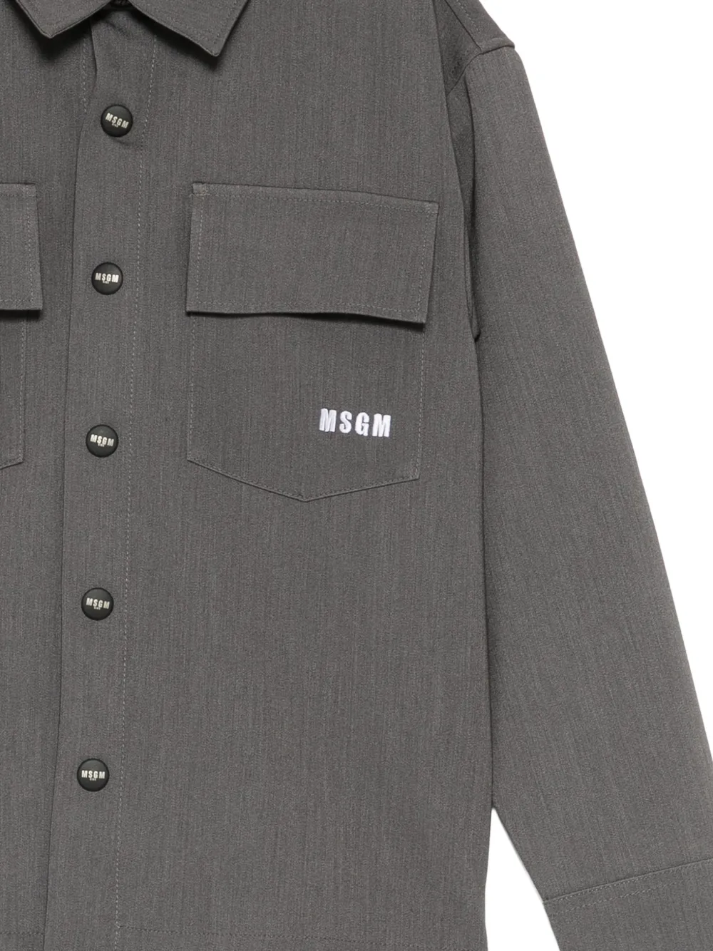 MSGM Kids Shirt met logo-print en klepzak Grijs