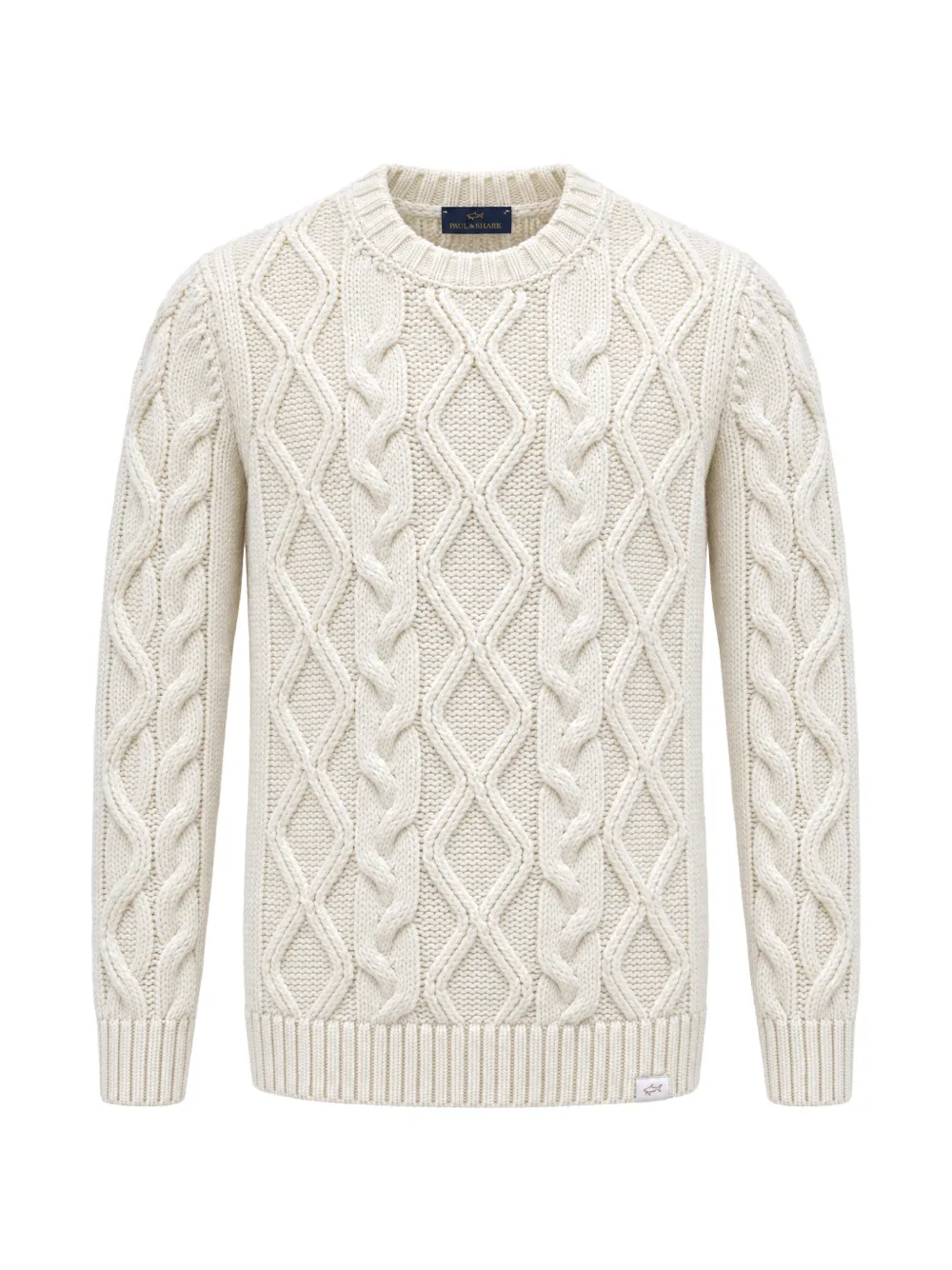 Paul & Shark cable-knit crew-neck sweater Wit