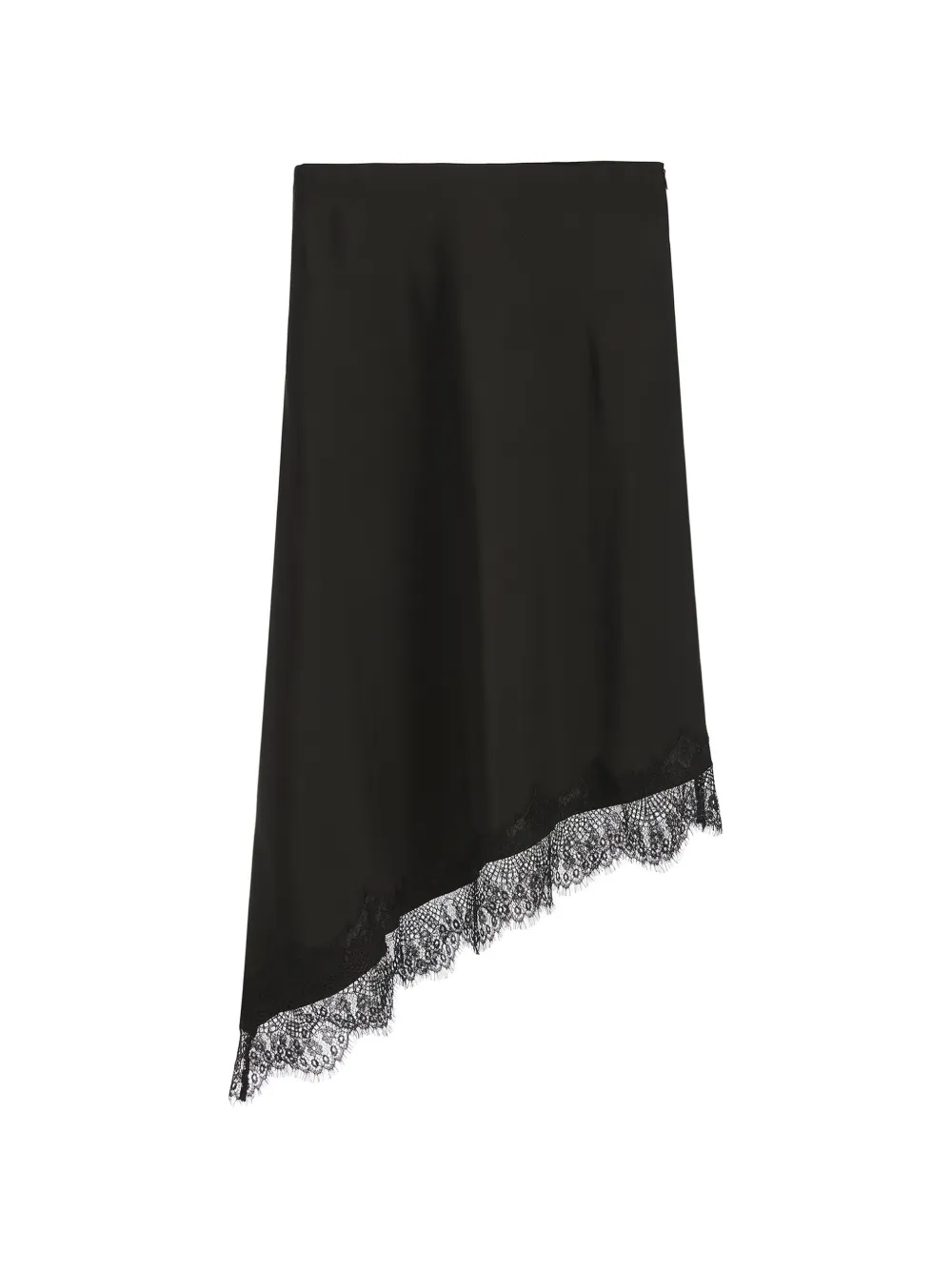 b+ab lace-trim asymmetric midi skirt - Nero