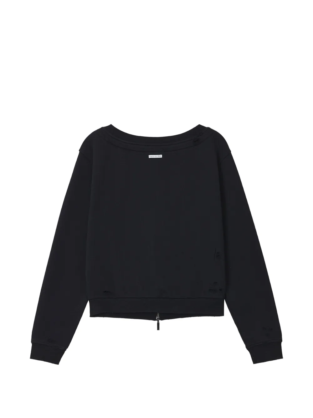 izzue Sweater met gerafeld effect hart-patch en rits Zwart