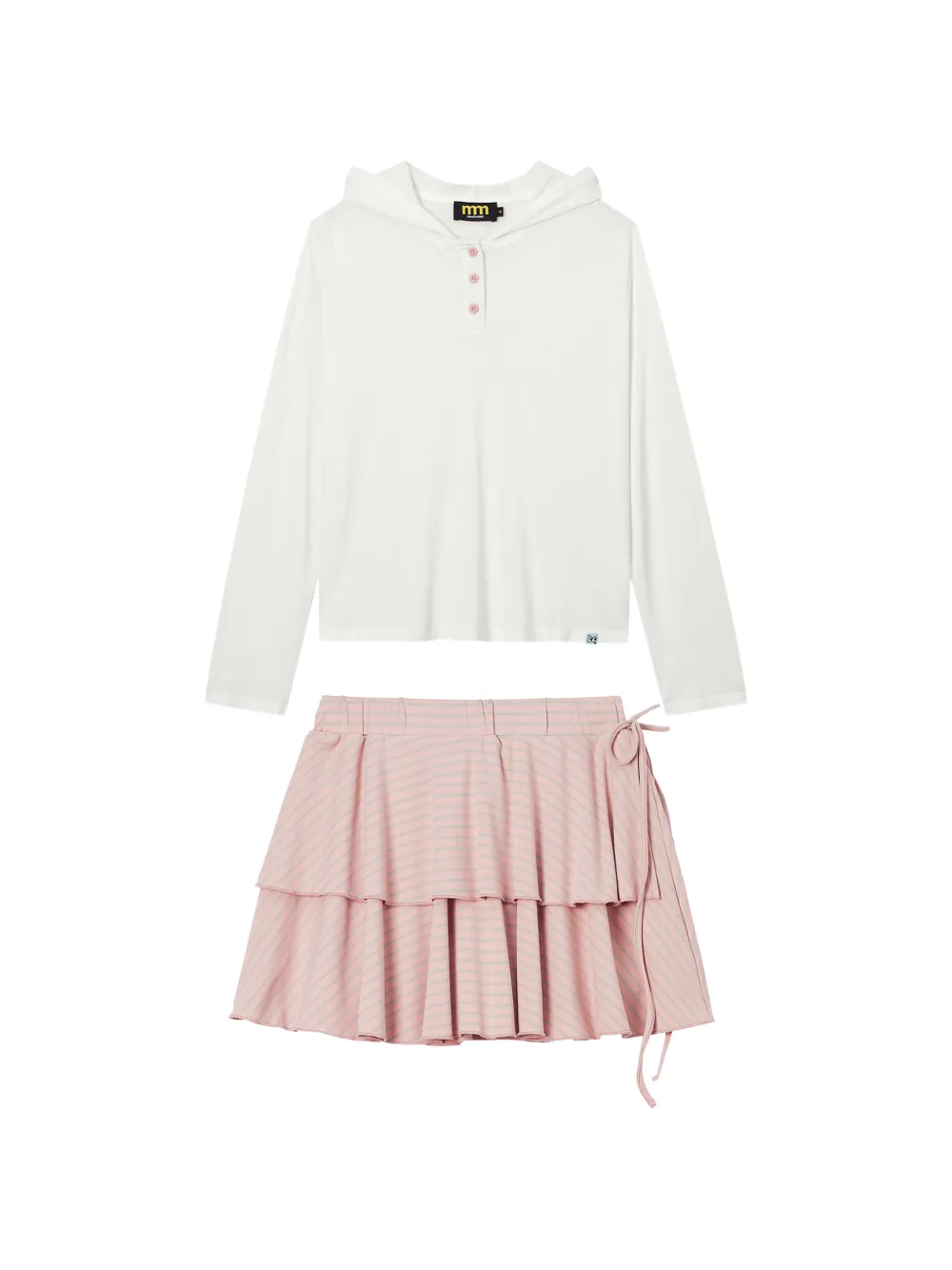 Mini Cream drop-shoulder striped hoodie and skirt set - women - Lyocell/Spandex/Elastane/Polyester/Cotton/Spandex/Elastane/Polyester/Spandex/Elas...