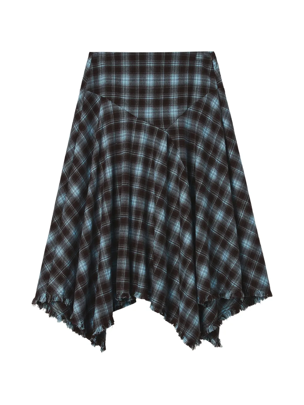 tout a coup plaid handkerchief-hem midi skirt - Blu