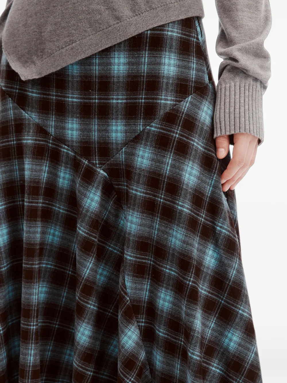tout a coup Geruite midi-rok met zakdoekzoom Blauw