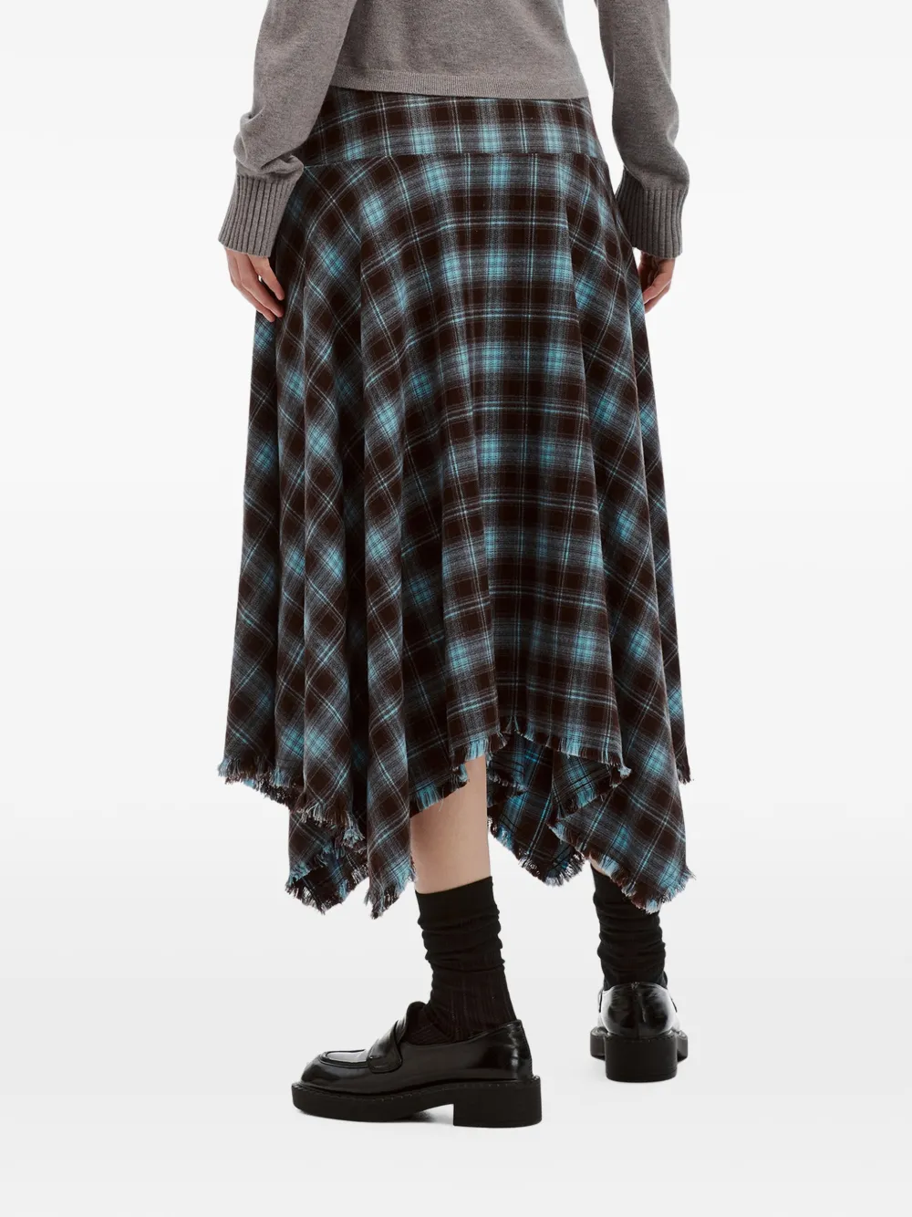 tout a coup Geruite midi-rok met zakdoekzoom Blauw
