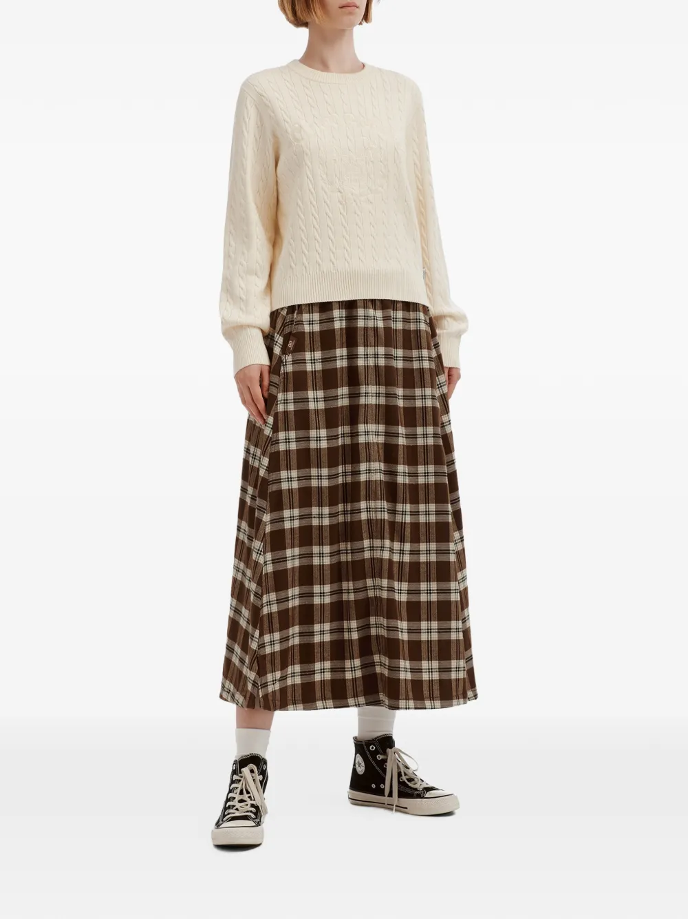 CHOCOOLATE check-pattern A-line skirt Bruin
