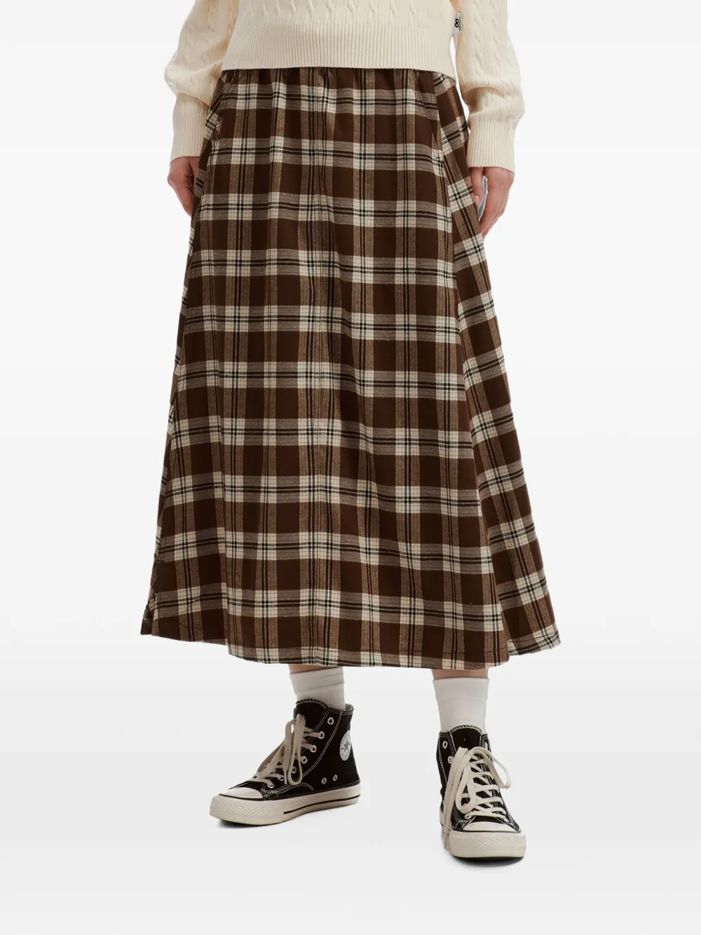CHOCOOLATE check-pattern A-line skirt Bruin