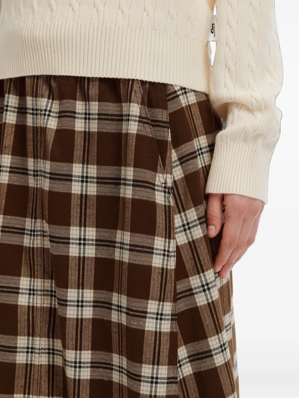CHOCOOLATE check-pattern A-line skirt Bruin