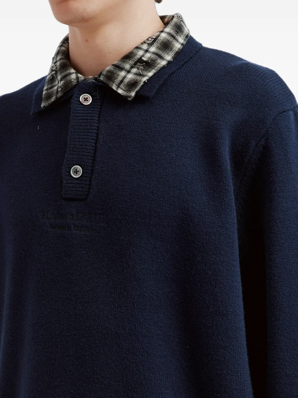 izzue Trui met polokraag en gelaagd effect Blauw