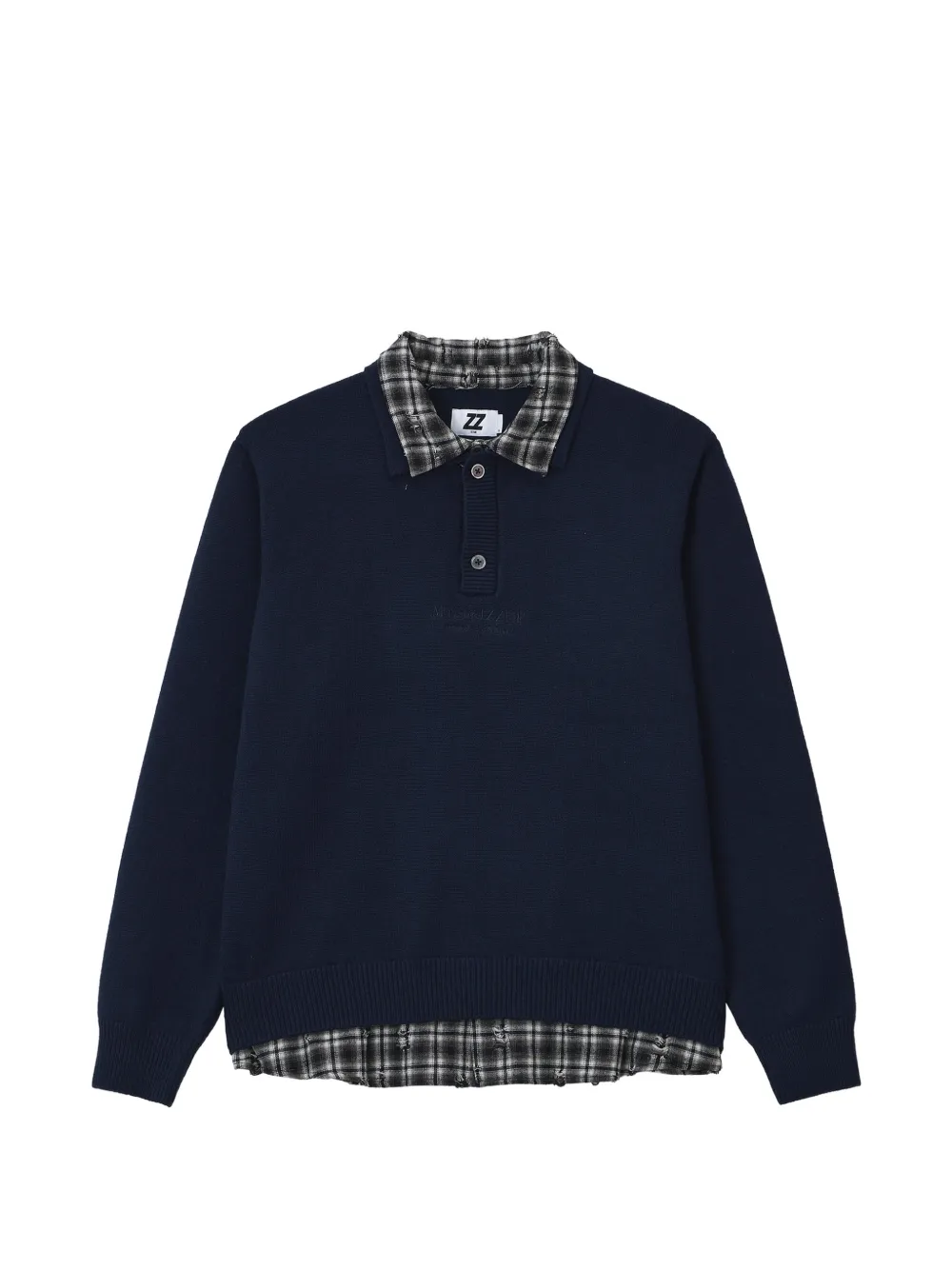 Izzue Layered-effect Polo-collar Sweater In Blue