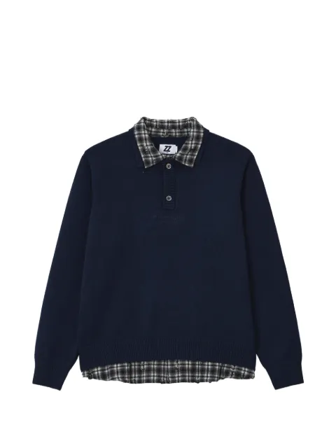 izzue layered-effect polo-collar sweater