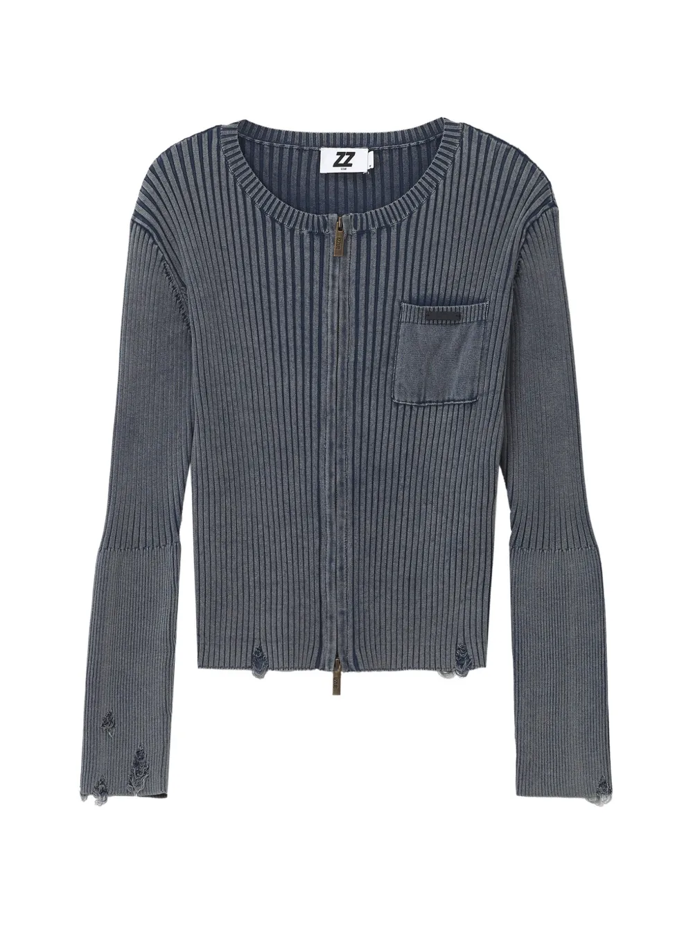 izzue distressed ribbed-knit cardigan · S