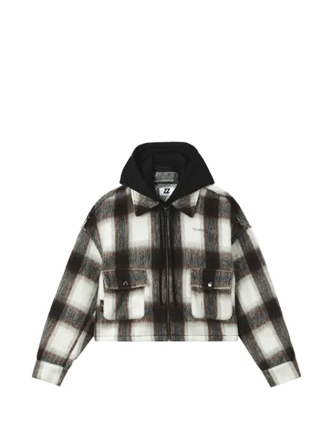 izzue check-pattern hooded jacket