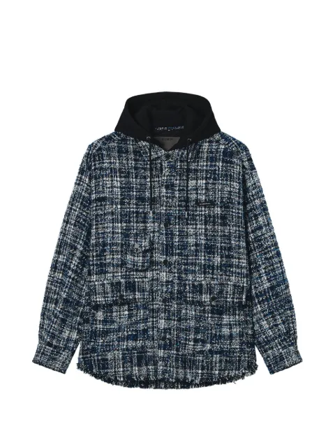 Musium Div. tweed-check drawstring hooded jacket