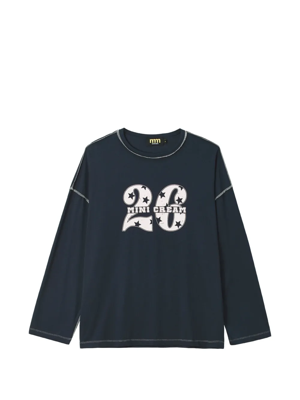 Mini Cream logo-print contrast-stitch T-shirt
