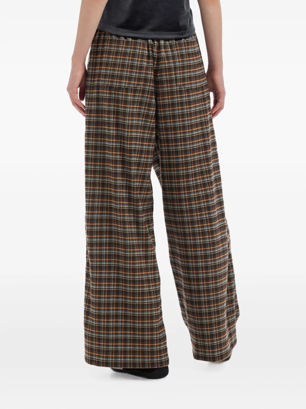 tout a coup Geruite broek met wijde pijpen Bruin
