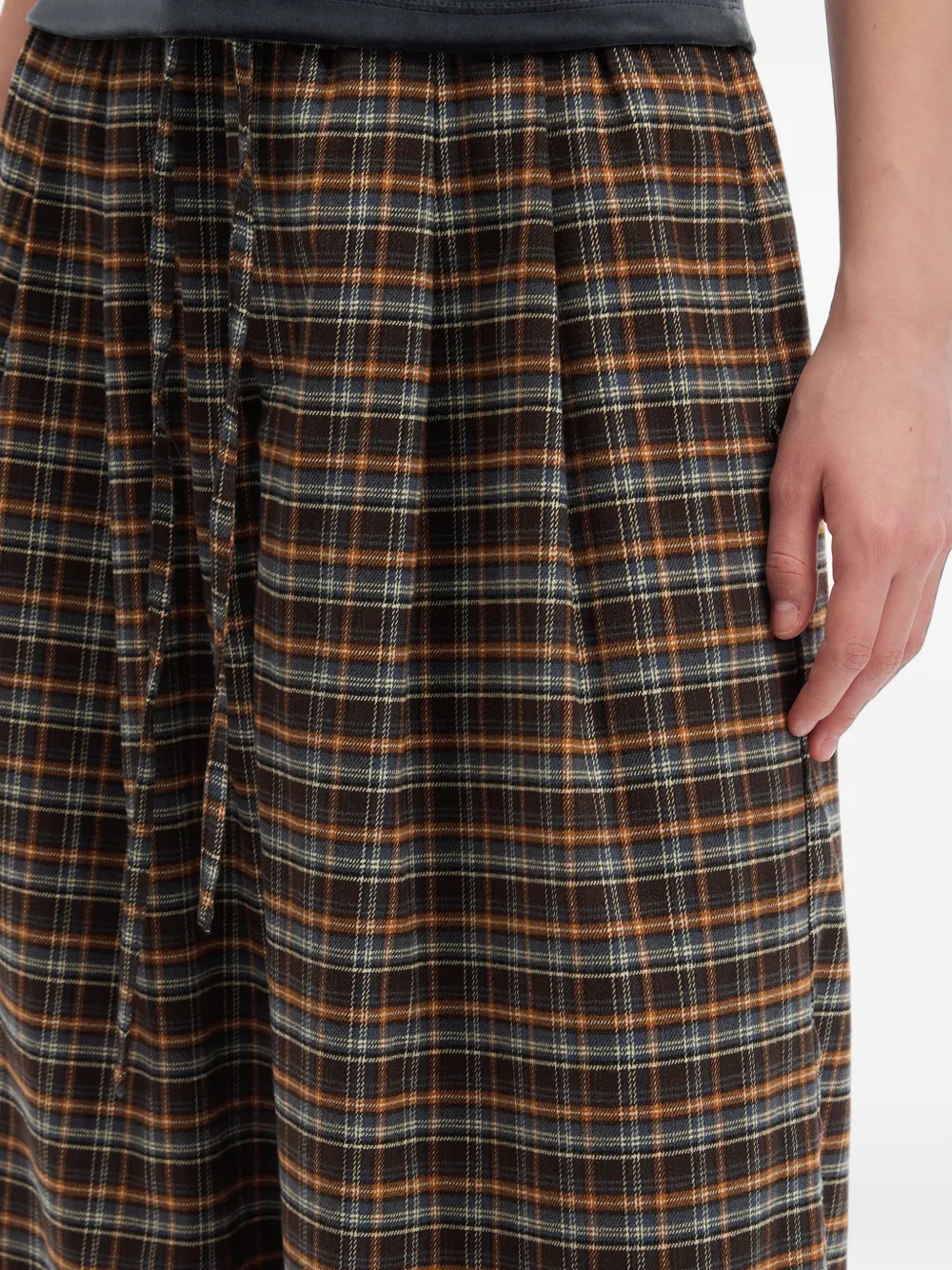 tout a coup Geruite broek met wijde pijpen Bruin